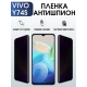 Защитная гидрогелевая пленка для смартфона Vivo Y74s. Полиуретановая плёнка антишпион на мобильный телефон Виво У74с, для защиты экрана.