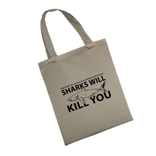 Сумка шоппер - холщовая хлопковая эко сумка с принтом Sharks will kill