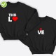 Парные свитшоты для двоих мужа и жены, влюбленных с принтом This is Love / Толстовка без капюшона для пары