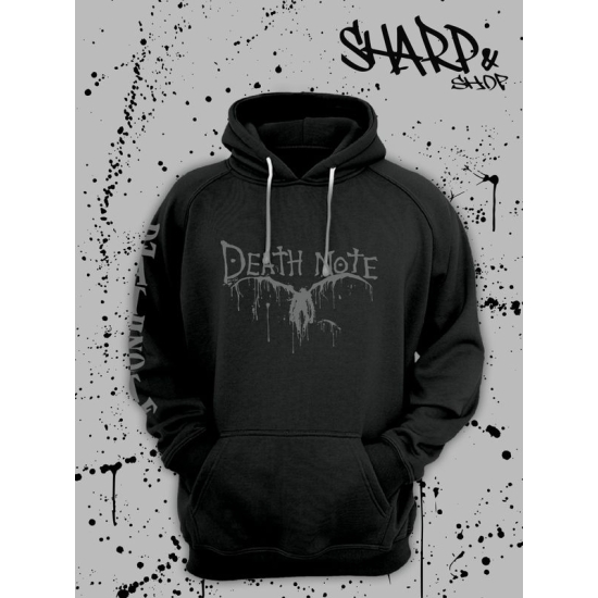 Толстовка с капюшоном - худи женское оверсайз чёрная с принтом Anime DEATH NOTE