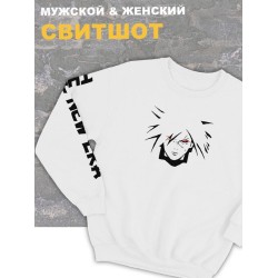 Свитшот женский белый оверсайз с принтом аниме Мадара Учиха манга.