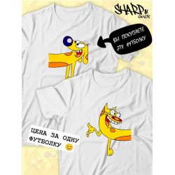 Парные футболки Котопес Пес CatDog Dog прикол с принтом
