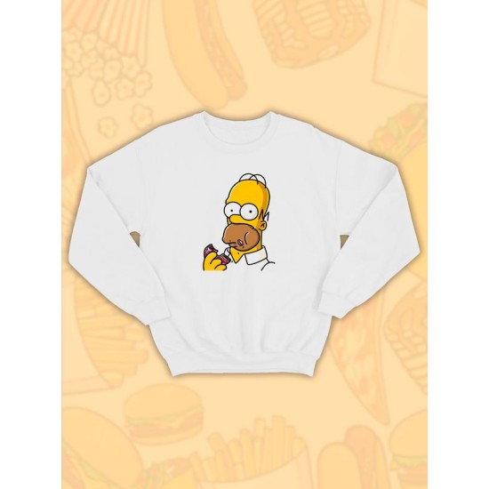 Парные свитшоты Гомер Симпсон белая мужская с принтом Homer Simpson Симпсоны Симсоны Simpsons для влюбленных пар парня и девушки, двоих подруг, мемная, андеграунд парная одежда y2k оверсайз