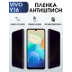 Защитная гидрогелевая пленка для смартфона Vivo Y16. Полиуретановая плёнка антишпион на мобильный телефон Виво У16, для защиты экрана.