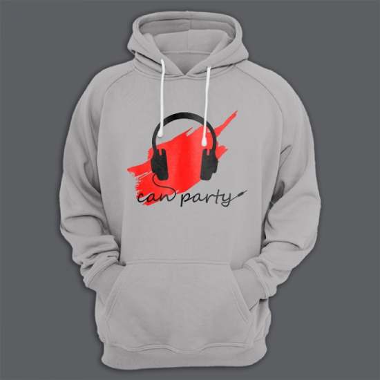 Прикольная толстовка с капюшоном с надписью Can party