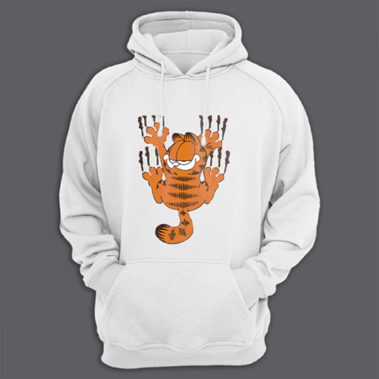 Прикольная толстовка с капюшоном с принтом Гарфилд