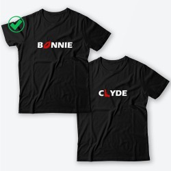 Парная футболка для двоих влюбленных с принтом Bonnie&Clyde
