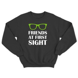 Парные свитшоты для двоих друзей Friends at first sight. Толстовки без капюшона для двоих