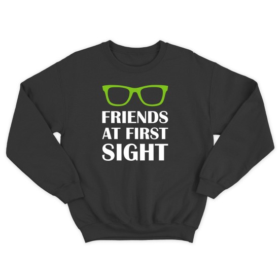 Парные свитшоты для двоих друзей Friends at first sight. Толстовки без капюшона для двоих