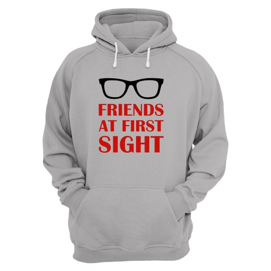 Парные толстовки с капюшоном для двоих друзей c надписью Friends at first sight