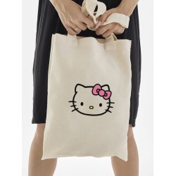 Сумка шоппер бежевый Аниме Hello Kitty Куроми дрейн тканевая с принтом Хелло Китти геншин импакт однотонный мягкий большая с надписью Хело Кити через плечо с котом bts токийские мстители