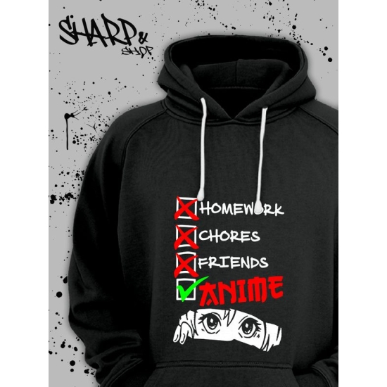 Толстовка мужская с принтом аниме ахегао и надписью хентай, черная и белая, капюшоном и карманом, кофта оверсайз для мужчин и женщин с рисунком anime больших размеров унисекс.