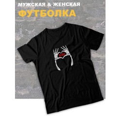 Футболка черная Король и Шут киш принт с сердцем оверсайз
