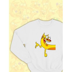 Парные свитшоты Котопес Кот CatDog Cat прикол белая женская с принтом для влюбленных пар парня и девушки, двоих подруг и друзей, мемная, прикольная парная одежда underground y2k оверсайз