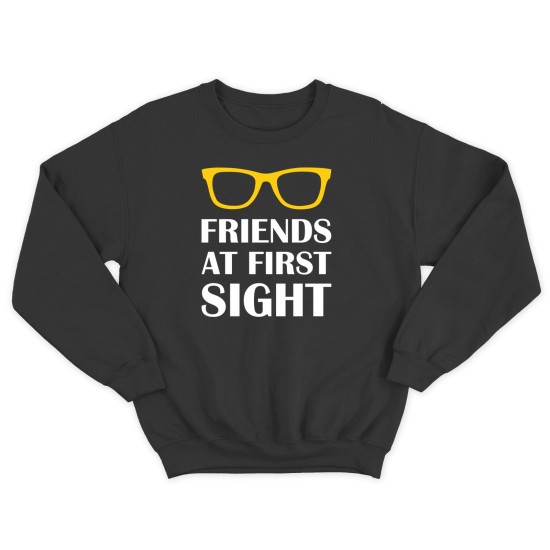 Парные свитшоты для двоих друзей Friends at first sight. Толстовки без капюшона для двоих