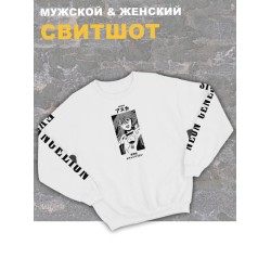 Свитшот женский белый оверсайз с принтом аниме Евангелион Аска.
