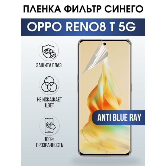 Защитная гидрогелевая пленка на телефон OPPO RENO8 T 5G, anti blue ray фильтр синего, гелевая пленка на смартфон OPPO RENO8 T 5G, для защиты экрана телефона
