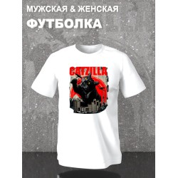 Футболка Catzilla котзилла черный кот мем с принтом