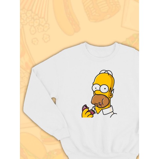 Парные свитшоты Гомер Симпсон белая мужская с принтом Homer Simpson Симпсоны Симсоны Simpsons для влюбленных пар парня и девушки, двоих подруг, мемная, андеграунд парная одежда y2k оверсайз