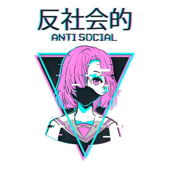 Футболка Anime girl antisocial anti social аниме тян с принтом