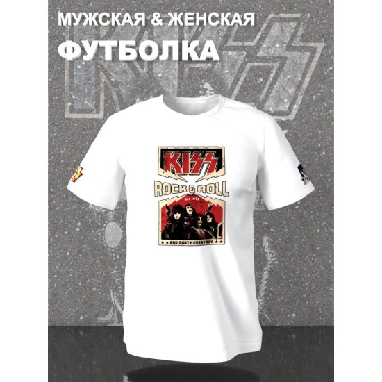 Футболка Kiss рок группа Кисс участники rock n roll с принтом