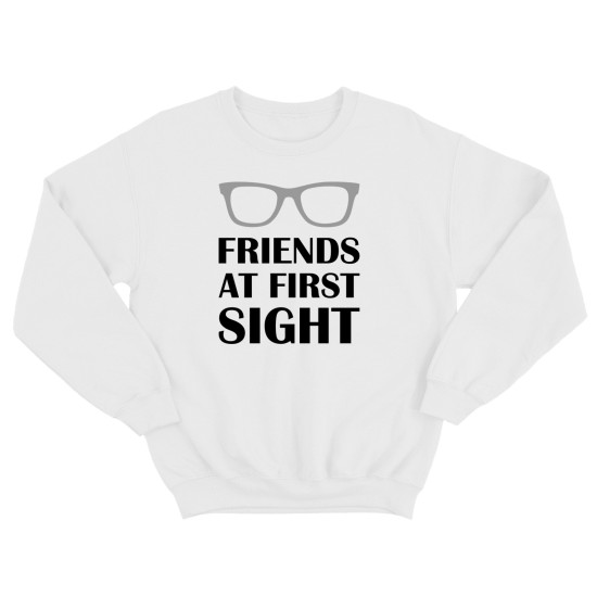 Парные свитшоты для двоих друзей Friends at first sight. Толстовки без капюшона для двоих