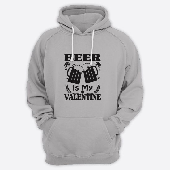 Толстовка ко дню влюбленных с принтом Beer is my Valentine /Худи на 14 февраля