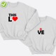 Парные свитшоты для двоих мужа и жены, влюбленных с принтом This is Love / Толстовка без капюшона для пары