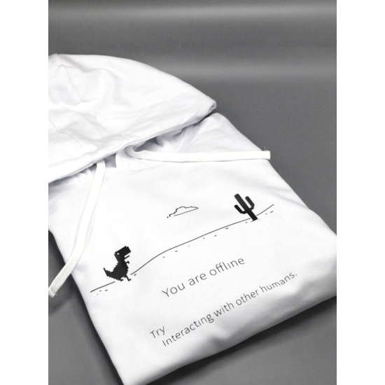 Прикольная толстовка с капюшоном с надписью You are offline. Try interacting with other humans