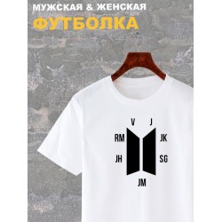 Футболка BTS logo БТС V JK SG JM JH RM J с принтом
