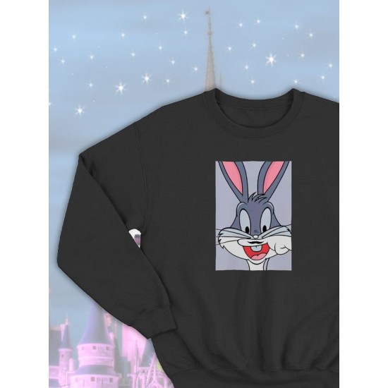 Парные свитшоты Багз Банни кролик Bugs Bunny черная мужская с принтом заяц Багс Бакс Бани
