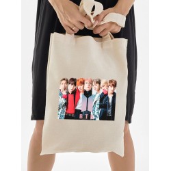 Шоппер BTS Bangtan boys БТС мемберы к поп kpop кпоп бежевый. Сумка с принтом k pop Jimin RM Rap Monster V Taehyung Jungkook J-hope Suga Yoongi Jin Чимин Чонгук Техен Хосок Шуга Джин мужская и женская.