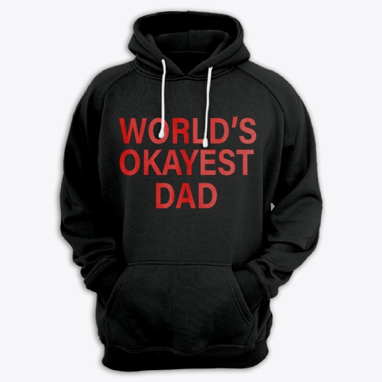Прикольная мужская толстовка с капюшоном с надписью Worlds okayest dad.