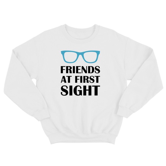 Парные свитшоты для двоих друзей Friends at first sight. Толстовки без капюшона для двоих