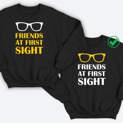Парные свитшоты для двоих друзей Friends at first sight. Толстовки без капюшона для двоих