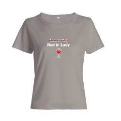 Футболка для женщины с прикольным принтом Red in lady. Прикольная футболка.