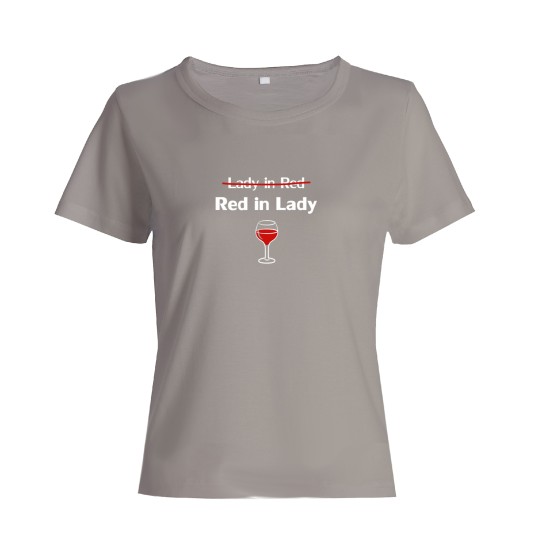 Футболка для женщины с прикольным принтом Red in lady. Прикольная футболка.
