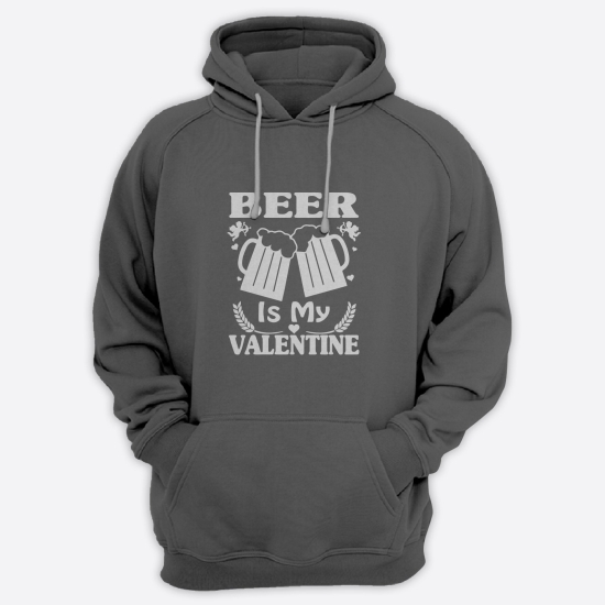 Толстовка ко дню влюбленных с принтом Beer is my Valentine /Худи на 14 февраля