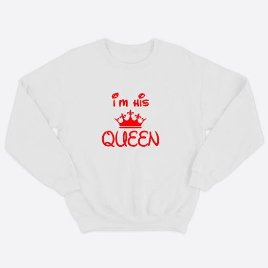 Парные свитшоты для двоих мужа и жену влюбленных с принтом Her King & His Queen / Толстовка без капюшона для пары