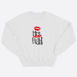 Парные свитшоты для двоих мужа и жены, влюбленных с принтом Mr Right & Mrs always Right / Толстовка без капюшона для пары