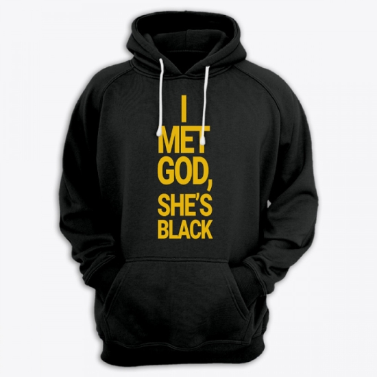 Прикольная мужская толстовка с капюшоном с надписью I met god, shes black