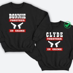 Парные свитшоты для двоих мужа и жены, влюбленных Bonnie&Clyde together. Толстовки для двоих друзей