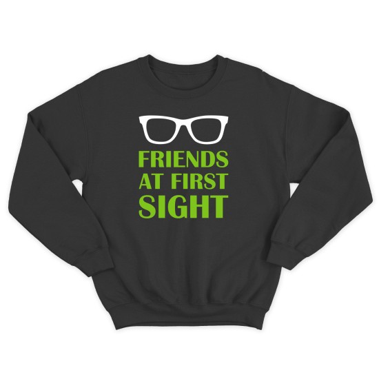 Парные свитшоты для двоих друзей Friends at first sight. Толстовки без капюшона для двоих