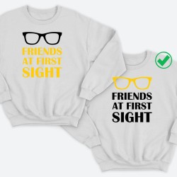 Парные свитшоты для двоих друзей Friends at first sight. Толстовки без капюшона для двоих