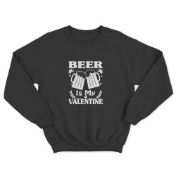 Свитшот ко дню влюбленных с принтом Beer is my Valentine / Свитшот на 14 февраля
