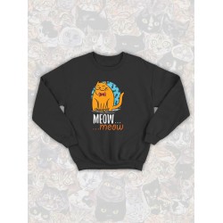 Парный свитшот кот и кошечка meow мяу прикол черный мужской с принтом милый котик мальчик и кошка девочка для влюбленных пар парня и девушки, двоих подруг, парная одежда андеграунд y2k style оверсайз