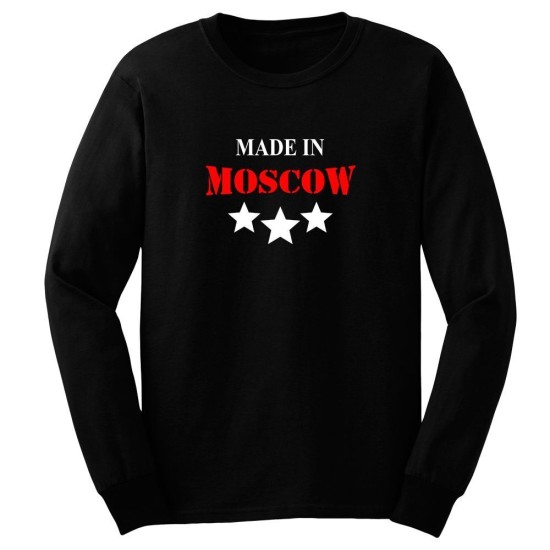 Толстовка без капюшона - свитшот чёрный с принтом "Made in Moscow".
