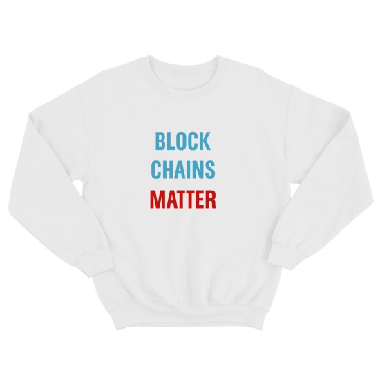 Свитшот для мужчины с интересной надписью Block chains matter. Оригинальная толстовка без капюшона.