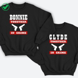Парные свитшоты для двоих мужа и жены, влюбленных Bonnie&Clyde together. Толстовки для двоих друзей