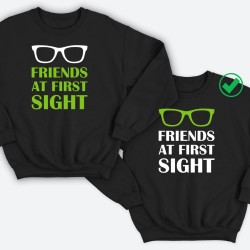 Парные свитшоты для двоих друзей Friends at first sight. Толстовки без капюшона для двоих